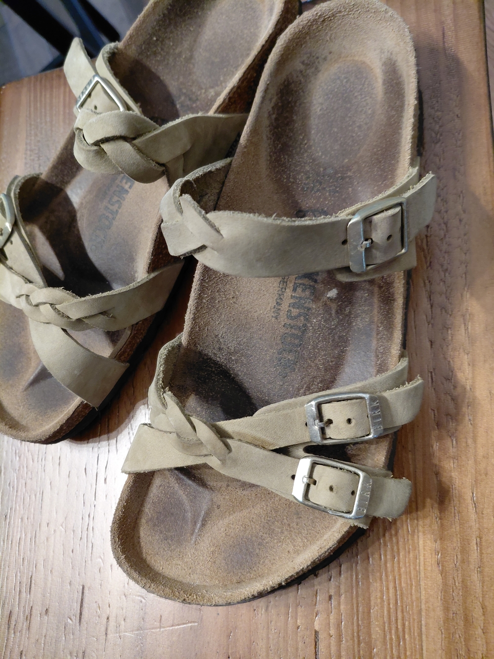 Birkenstock Women's Braided Strappy Sandals in Sage Green-size 8